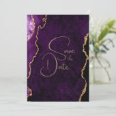 Lila Lavender Agate Wedding Speichern Sie das Datu Einladung (Stehend Vorderseite)
