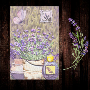 Lila Lavender Blooms Apothekary Vintag Ephemere Seidenpapier