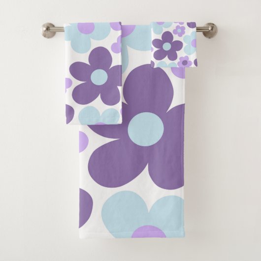 Lila Lavender Blue Daisies Retro Traum #1 #retro Badhandtuch Set (Insitu)