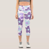 Lila Lavender Blue Daisies Retro Traum #1 #retro Capri Leggings (Vorderseite)