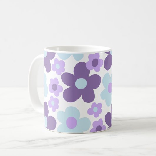 Lila Lavender Blue Daisies Retro Traum #1 #retro Kaffeetasse (Vorderseite Links)