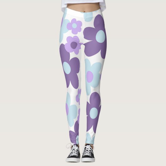 Lila Lavender Blue Daisies Retro Traum #1 #retro Leggings (Vorderseite)