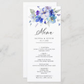 Lila Lavender Blue Navy Dusty Floral Wedding Menükarte (Vorne/Hinten)