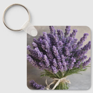 Lila Lavender Blume Bouquet Schlüsselanhänger