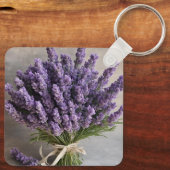 Lila Lavender Blume Bouquet Schlüsselanhänger (Rückseite)