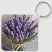 Lila Lavender Blume Bouquet Schlüsselanhänger (Rückseite)