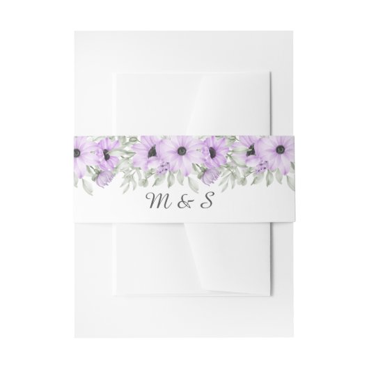 Lila Lavender Blume Script Hochzeit Einladungsbanderole (Vorderseite Beispiel)