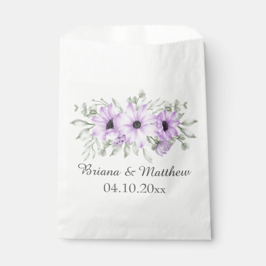 Lila Lavender Blume Script Hochzeit Geschenktütchen (Vorderseite)