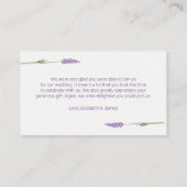 Lila Lavender Blume Vielen Dank Platzkarte (Rückseite)