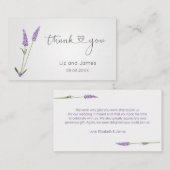Lila Lavender Blume Vielen Dank Platzkarte (Vorne/Hinten)