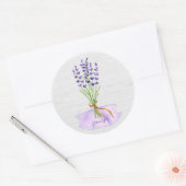 Lila Lavender Bouquet über Rustikale Linen Burlap Runder Aufkleber (Umschlag)