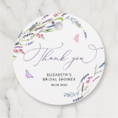 Lila Lavender Brautparty Vielen Dank für Ihre Unte Geschenkanhänger (Rückseite)