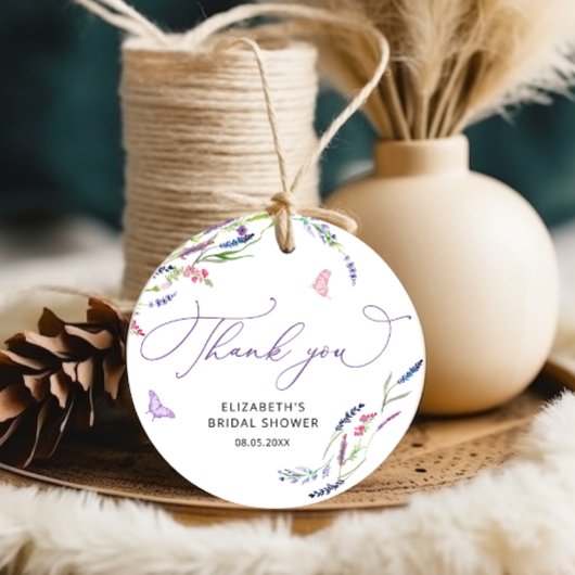 Lila Lavender Brautparty Vielen Dank für Ihre Unte Geschenkanhänger