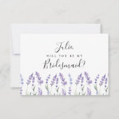Lila Lavender Bridesmaid Card Einladung (Vorderseite)
