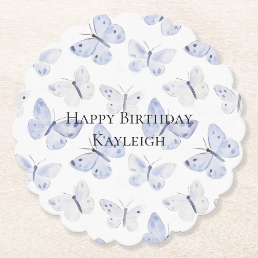 Lila Lavender Butterflies Geburtstag Untersetzer (Vorderseite)