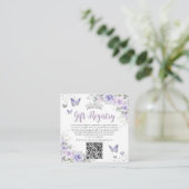 Lila Lavender Butterflies Quinceanera QR Geschenk Begleitkarte (Stehend Vorderseite)