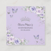 Lila Lavender Butterflies Quinceanera QR Geschenk Begleitkarte (Rückseite)