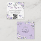 Lila Lavender Butterflies Quinceanera QR Geschenk Begleitkarte (Vorne/Hinten)