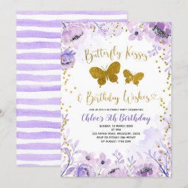 Lila Lavender Butterfly Kisses und Geburtstag Einladung
