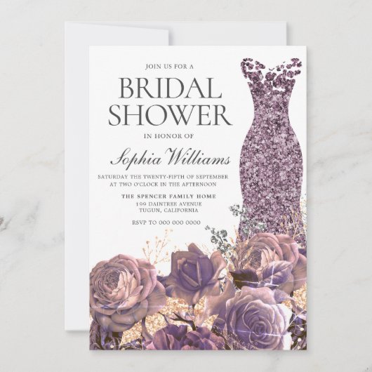 Lila Lavender Dusty Rose Brautparty Einladung (Vorderseite)