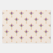 LILA & LAVENDER EASTER CROSSES WASSERFARBE BLUME GESCHENKPAPIER SET (Vorderseite 3)