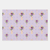 LILA & LAVENDER EASTER CROSSES WASSERFARBE BLUME GESCHENKPAPIER SET (Vorderseite)