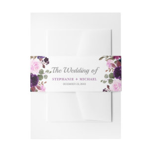 Lila Lavender Floral Boho Einladung Bauchband Einladungsbanderole