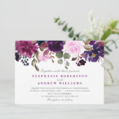 Lila Lavender Floral Boho Hochzeit Einladung (Stehend Vorderseite)