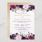 Lila Lavender Floral Boho Hochzeit Einladung (Vorne/Hinten)