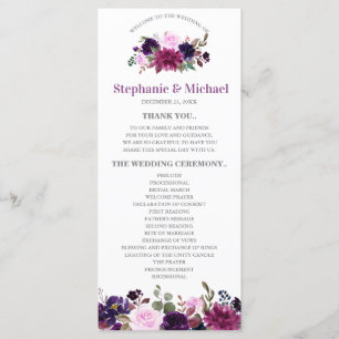 Lila Lavender Floral Boho Hochzeitskarte Programm