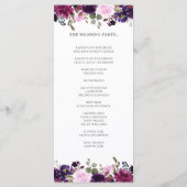 Lila Lavender Floral Boho Hochzeitskarte Programm (Rückseite)
