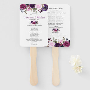 Lila Lavender Floral Boho Hochzeitsprogramm Fächer