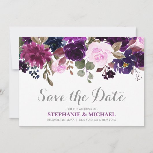 Lila Lavender Floral Boho Save the Date (Vorderseite)