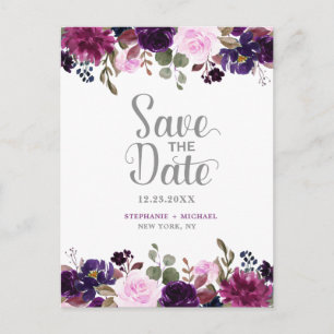 Lila Lavender Floral Boho Save the Date Ankündigungspostkarte