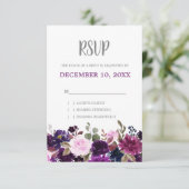 Lila Lavender Floral Boho Wedding RSVP Karte (Stehend Vorderseite)