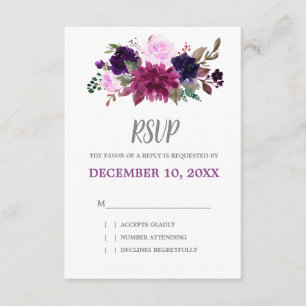 Lila Lavender Floral Boho Wedding RSVP Karte