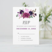 Lila Lavender Floral Boho Wedding RSVP Karte (Stehend Vorderseite)