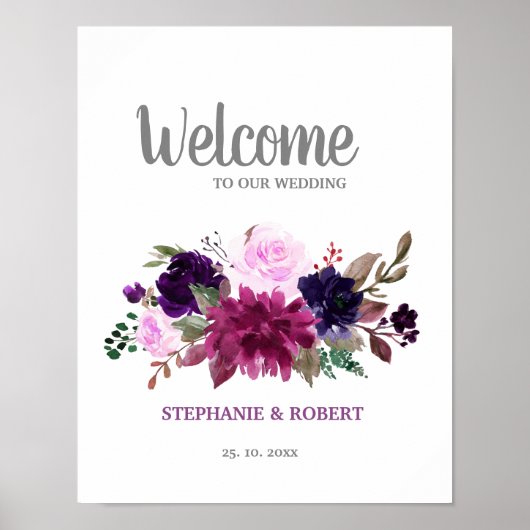 Lila Lavender Floral Boho Wedding Welcome Poster (Vorne)