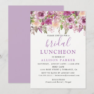 Lila Lavender Floral Bridal Luncheon Einladung