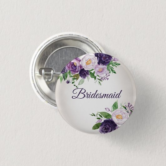 Lila Lavender Floral Greenery Bridesmaid Button (Vorne & Hinten)