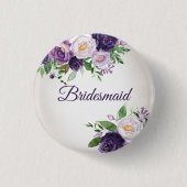 Lila Lavender Floral Greenery Bridesmaid Button (Vorderseite)