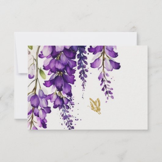 Lila Lavender Floral Modern Boho Wedding RSVP (Rückseite)