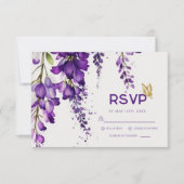 Lila Lavender Floral Modern Boho Wedding RSVP Karte (Vorderseite)