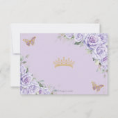 Lila Lavender Floral Quinceñera Butterfliegen RSVP Karte (Rückseite)