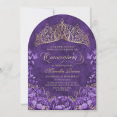 Lila Lavender Floral Tiara Quinceanera Einladung (Vorderseite)