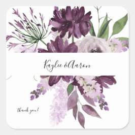 Lila & Lavender Floral Vielen Dank Quadratischer Aufkleber