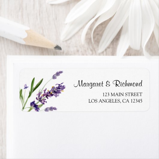 Lila Lavender Floral Wedding Rücksendeadresse (Insitu)
