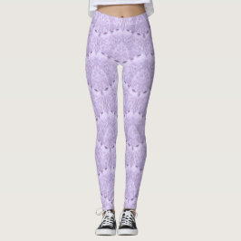 Lila Lavender Girly Vintag Lace Pearls Muster Leggings