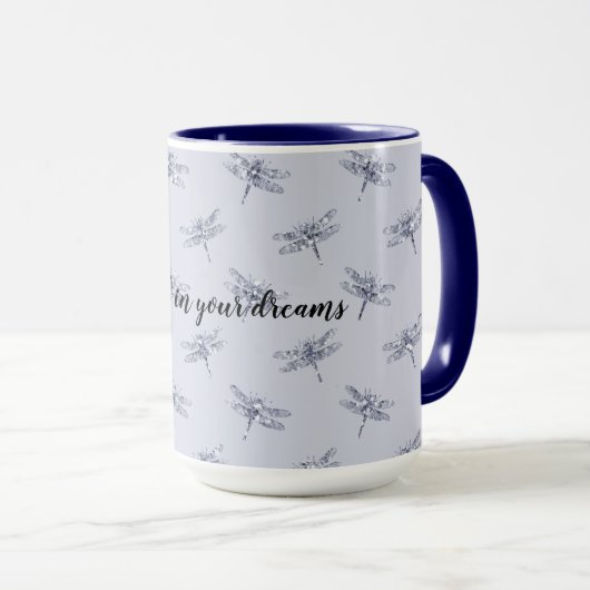 Lila Lavender Glitzer Dragonflies Tasse (VorderseiteRechts)