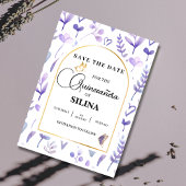 Lila Lavender Gold Arch Quinceñera Butterfly Save The Date